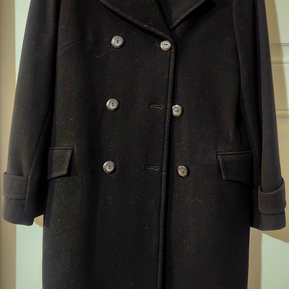 Rare NEXT Directory Vintage Wool Blend Black Double-Breasted Women's Pea Coat